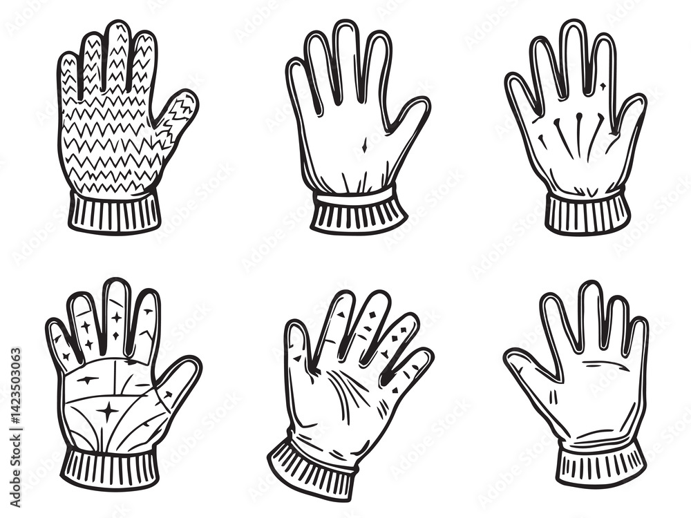 Obraz premium Gloves vector line art illustration