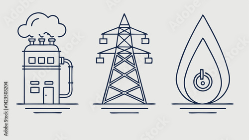 public utilities icon collection set  power  gas   (1).eps