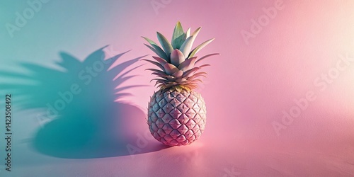 Surreal Minimalist Drone Shot: Pink Pineapple on Pink Background