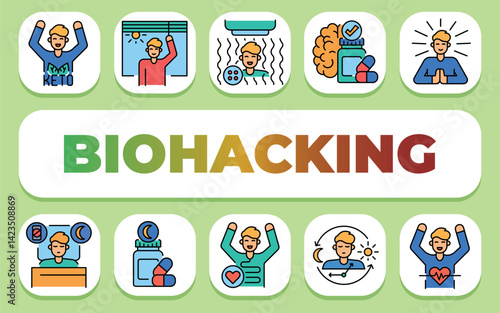 Biohacking text concept. Shablon for presentation and Infographics.
