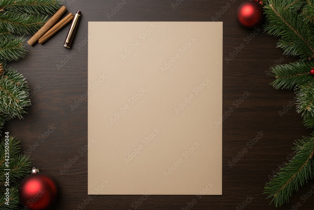 Obraz premium Blank canvas surrounded by festive decorations invites creativit