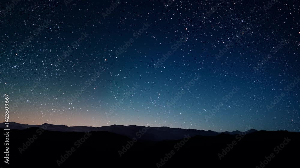 A Night sky panorama with stars and moon