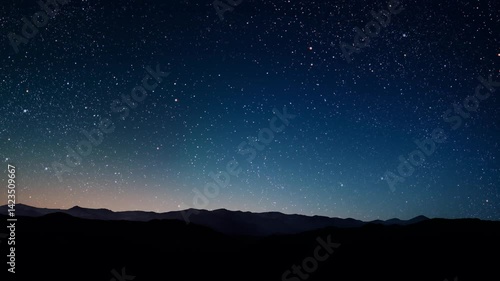 A Night sky panorama with stars and moon
