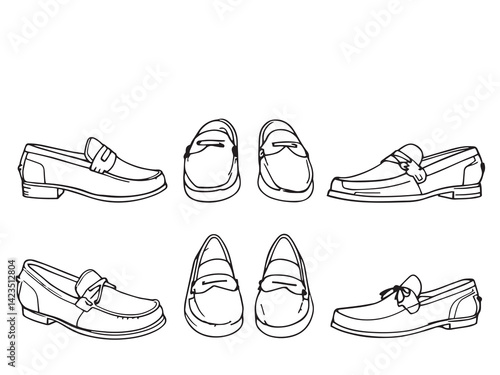 Loafers vector line art illustration