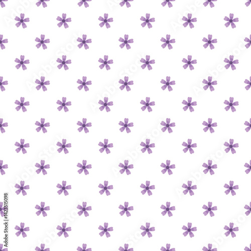 Seamless Pattern Featuring Purple Flowers on a White Background