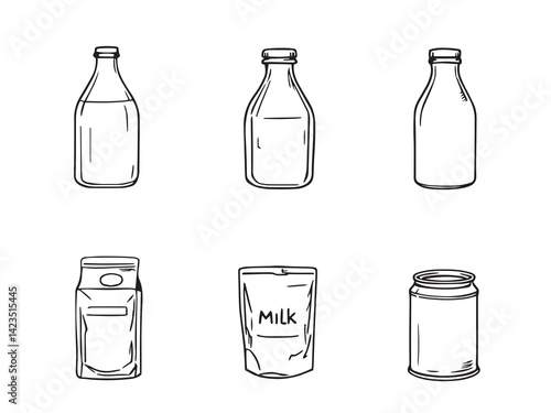 Milk bottle vector line art illustration