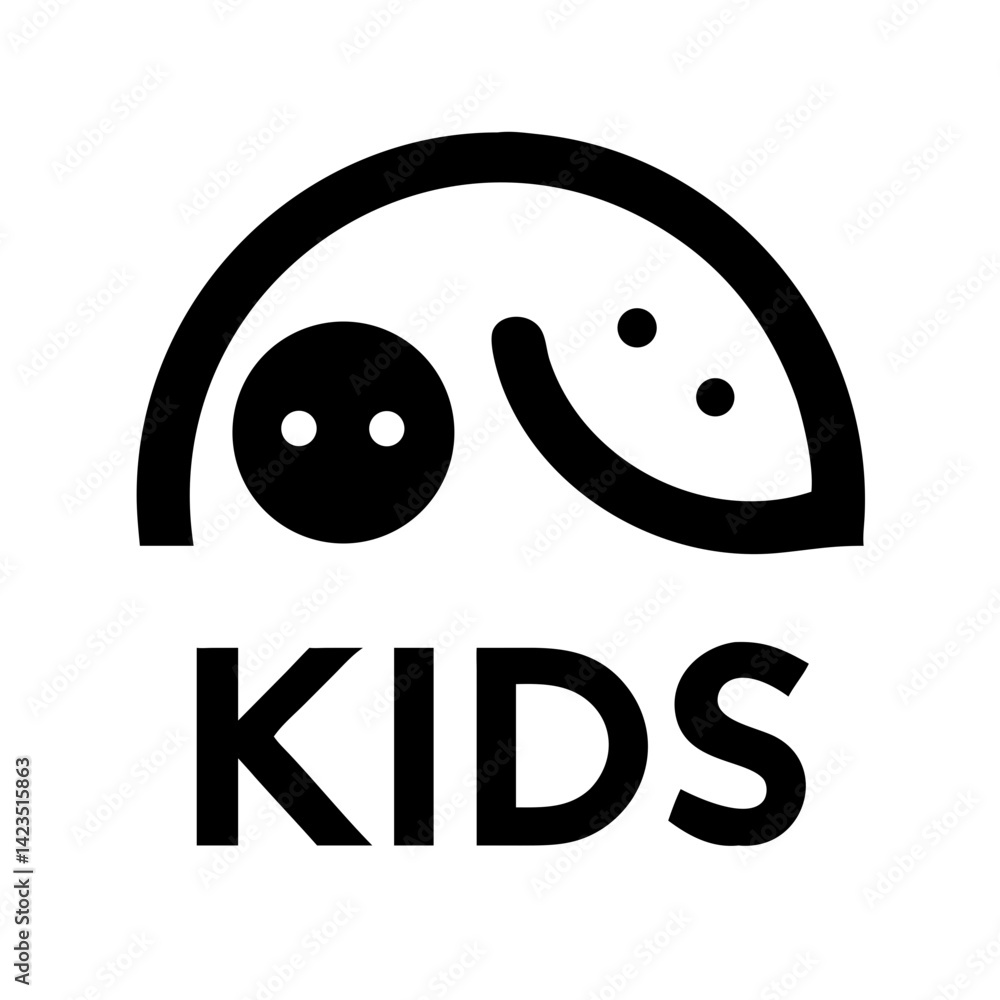 Fototapeta premium Solid Black Background Image . A completely black image, ideal for use as a backdrop, placeholder, or for projects needing a neutral, minimalist aesthetic of children logo and icon .