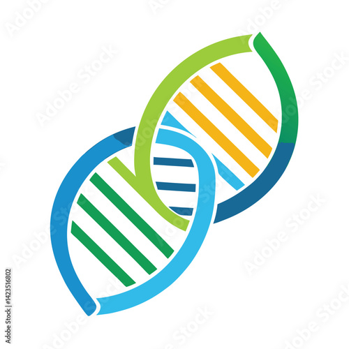 Innovative dna vector logo designed for a genetics company focusing on heredity and genetic research in a modern and professional style