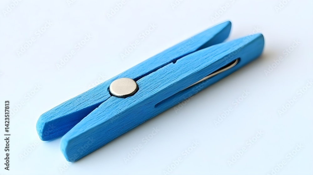 Blue Clothespin on White Background in Macro Photography Blue Clothespin on White Background in Macro Photography