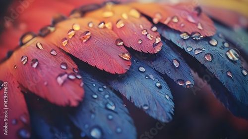 Closeup of Delicate Flower Petals with Water Droplets in Focus
