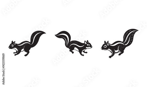 Flat vector squirrel icon with bushy tail