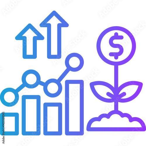 Dividends line gradient icon