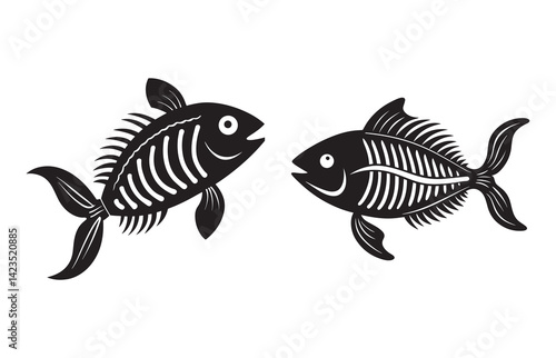 Vector illustration of a fish skeleton icon
