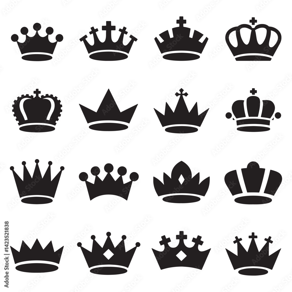 Crown Logo Design Vector, Crown Silhouette Design, Crown vector, silhouette, icon. Crown icons, vector set. Crown symbol set. King, Princess crowns. Collection of crown silhouette, Crown Logo Design Vector, Crown Silhouette Design, Crown vector, silhouette, icon. Crown icons, vector set. Crown symbol set. King, Princess crowns. Collection of crown silhouette,