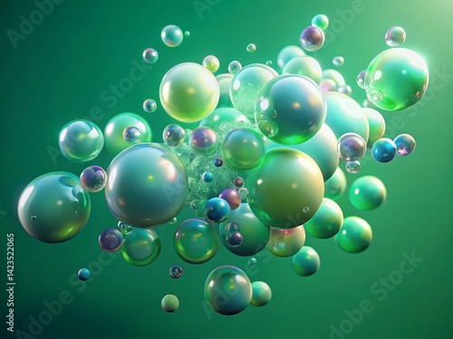 Sparkling Green Bubbles: Animated Background Stock Photo