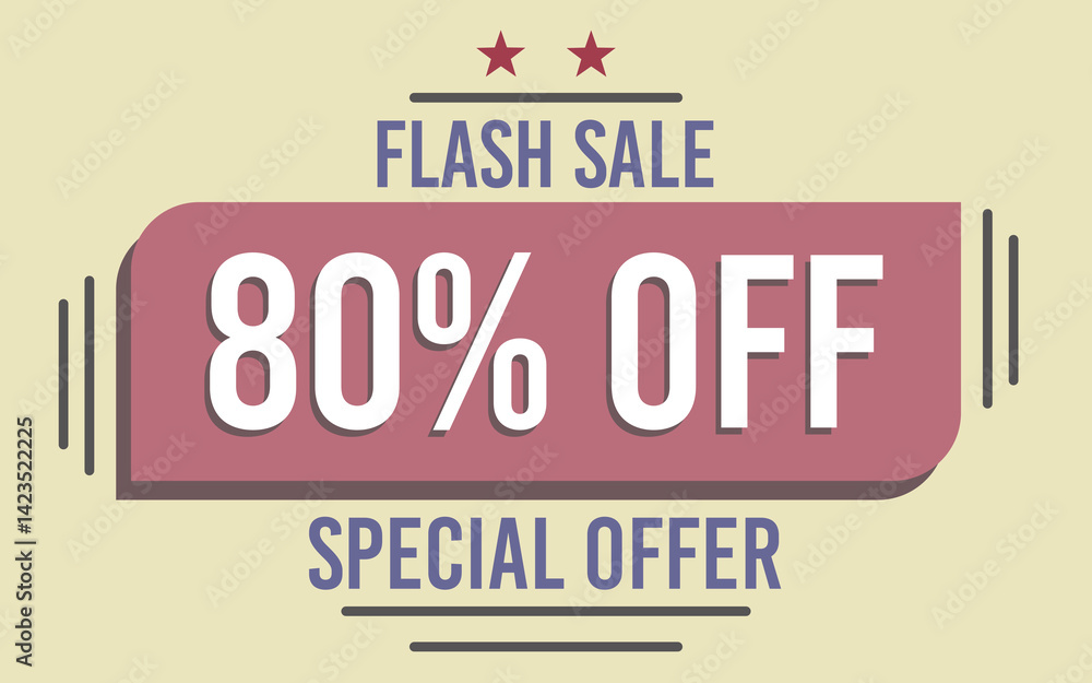 Obraz premium 80% off eighty percent off 80%off special offer flash sale 80 % off promotion retail, price, sale, percentage, money, offer, discount, business finance, economy, numbers designs.