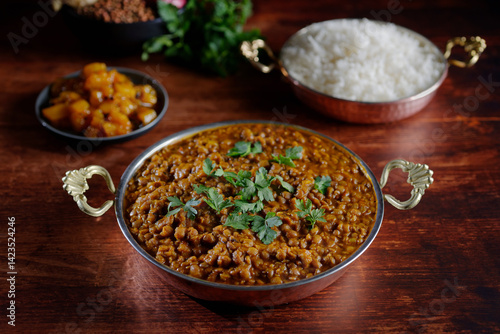 Lentil dal on an Indian plate
