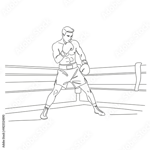 Boxer preparing to strike in a ring setting  