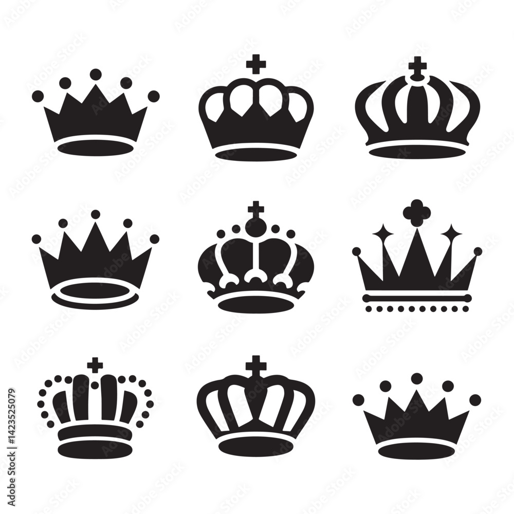 Crown Logo Design Vector, Crown Silhouette Design, Crown vector, silhouette, icon. Crown icons, vector set. Crown symbol set. King, Princess crowns. Collection of crown silhouette, Crown Logo Design Vector, Crown Silhouette Design, Crown vector, silhouette, icon. Crown icons, vector set. Crown symbol set. King, Princess crowns. Collection of crown silhouette,
