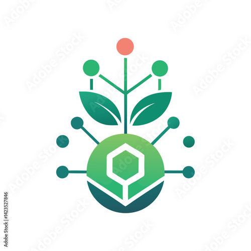 Minimalist logo design for a molecular farming platform showcasing plant elements and scientific influence