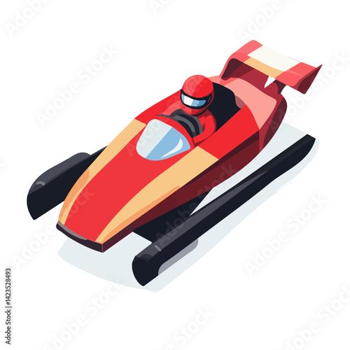 A Very Simple flat 2D icon of bobsled racing isolated on a white background, vector, flat design, animation design, simple flat 2D icon, minimalist design, clipart