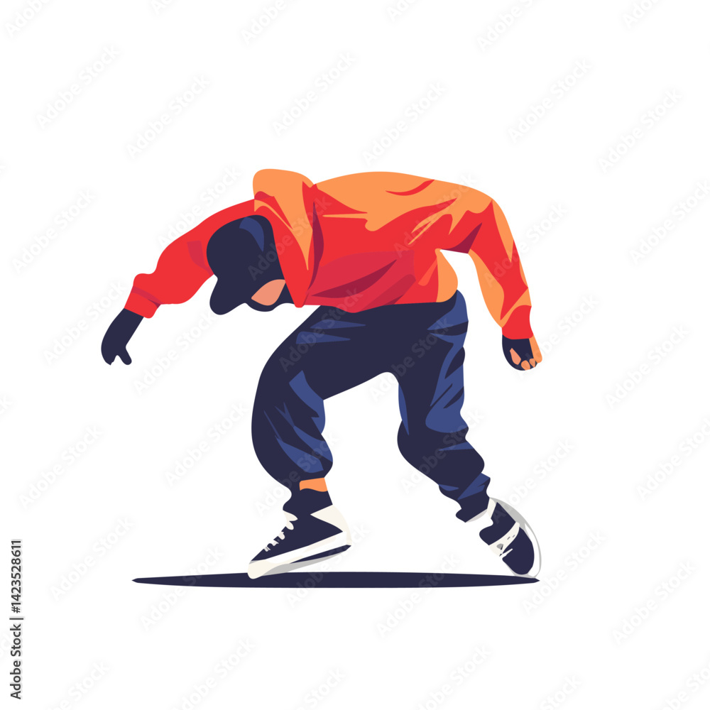 Obraz premium A Very Simple flat 2D icon breakdancing move isolated on a transparent background, vector, flat design, animation design, vector, simple flat 2D icon, minimalist design, clipart