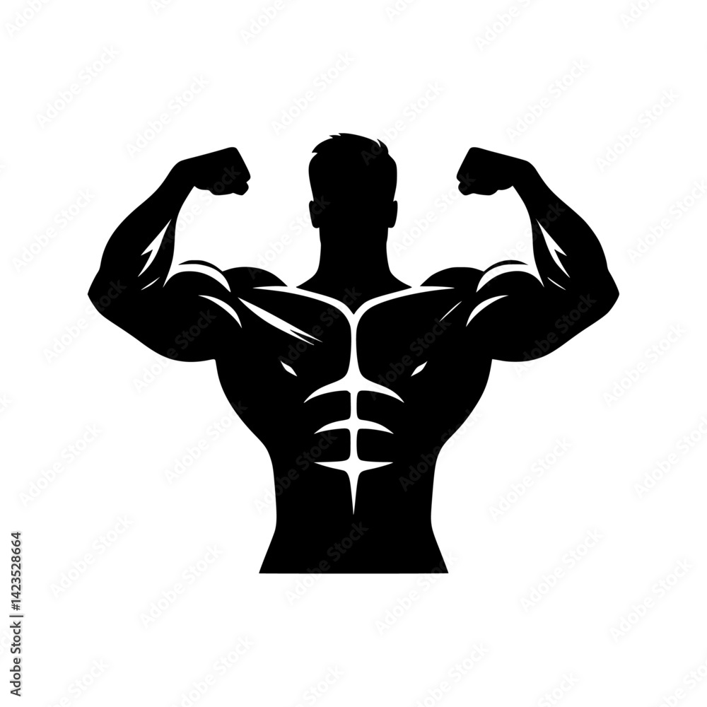 Fototapeta premium Black silhouette, muscular figure 