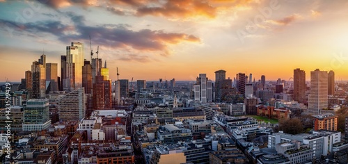 Canvas Print Panoramic view of the 2025 London skyline from the City skyscrapers until Westmi