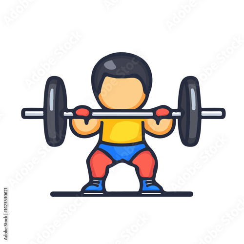 A Very Simple flat 2D icon powerlifting squat isolated on a transparent background, vector, flat design, animation design, vector, simple flat 2D icon, minimalist design, clipart, EPS, vector