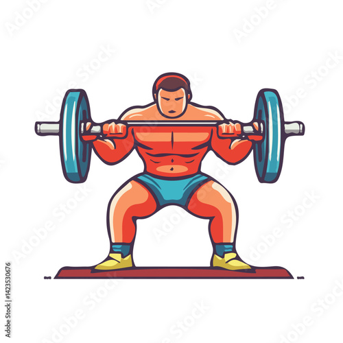 My Simple flat 2D icon of a Collection of powerlifting squat isolated on a transparent background, vector, flat design, animation design, simple flat 2D icon, eps	format