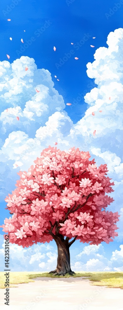 Pink Blossom Tree Under a Sunny Sky Pink Blossom Tree Under a Sunny Sky