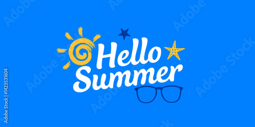 Hello Summer banner. Beach banner