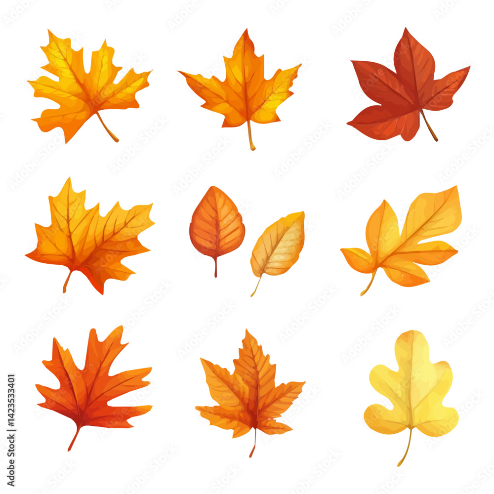 A Very Simple flat 2D icon of a Collection of autumn falling leaves isolated on a transparent background, vector, flat design, animation design, vector, simple flat 2D icon, minimalist, eps A Very Simple flat 2D icon of a Collection of autumn falling leaves isolated on a transparent background, vector, flat design, animation design, vector, simple flat 2D icon, minimalist, eps