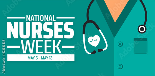 National Nurses Week background banner or poster design template. observed every year in May. Holiday concept. Use to any Template, card, poster, placard, template.