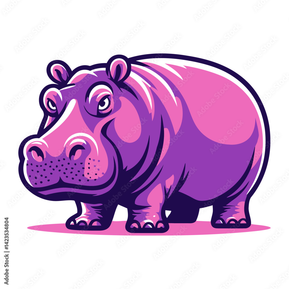 Fototapeta premium hippopotamus vector and illustrations on white background.