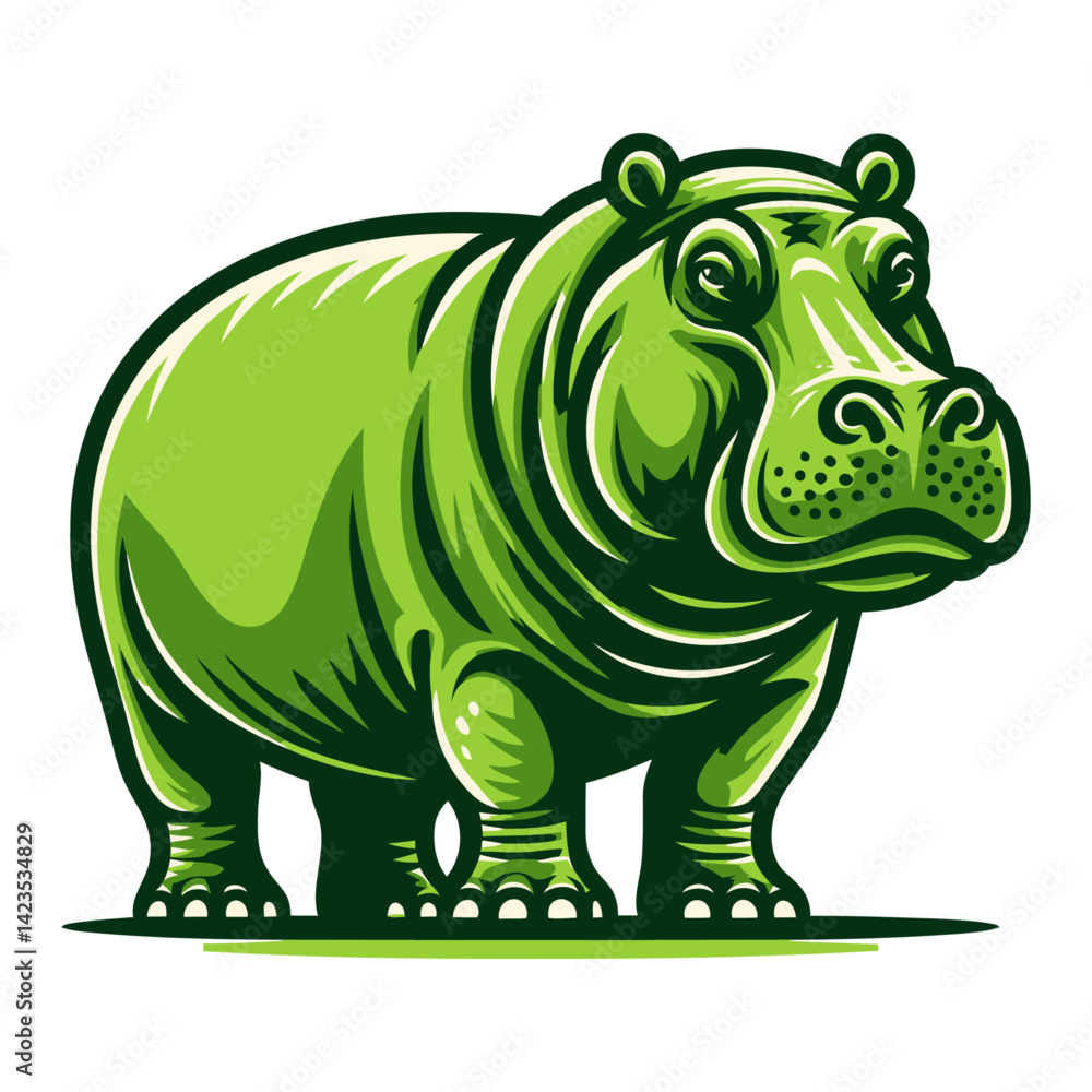 Fototapeta premium hippopotamus vector and illustrations on white background.