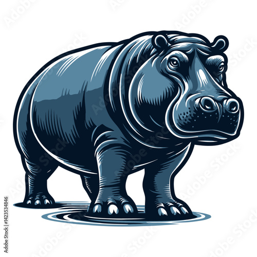 hippopotamus vector and illustrations on white background.