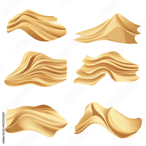 A Very Simple flat 2D icon of a Collection of desert sand dune isolated on a transparent background, vector, flat design, animation design, vector, simple flat 2D icon, minimalist, eps