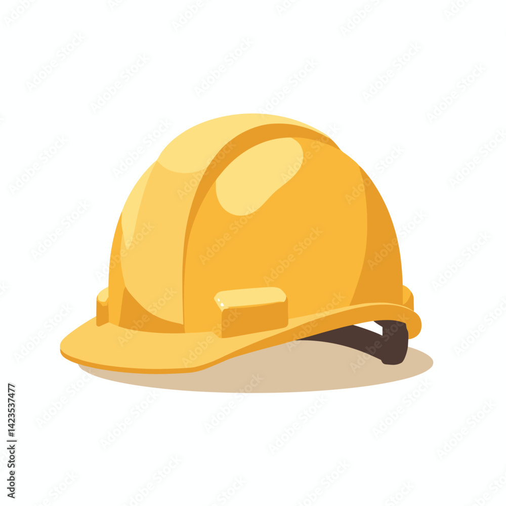Fototapeta premium Yellow Construction Helmet Vector Illustration on White Background for Safety Awareness Campaigns, Industry Websites, and Educational Materials