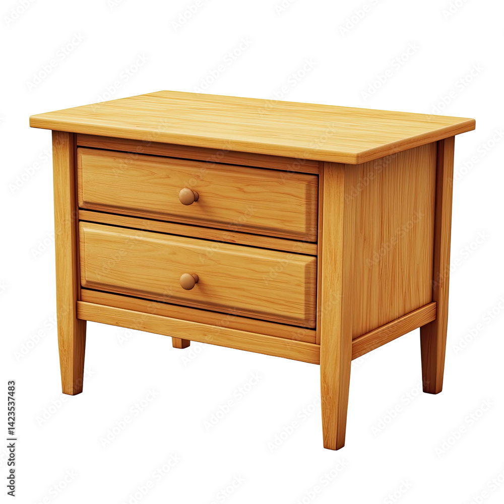Light-toned wooden nightstand with two drawers Light-toned wooden nightstand with two drawers