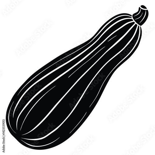 Black silhouette of a zucchini on a white background 