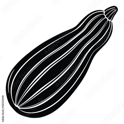 Black silhouette of a zucchini on a white background 