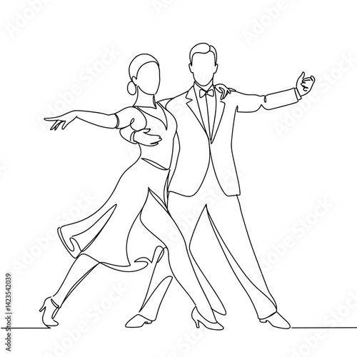 Dancing couple expressing elegance and passion against a minimal background  