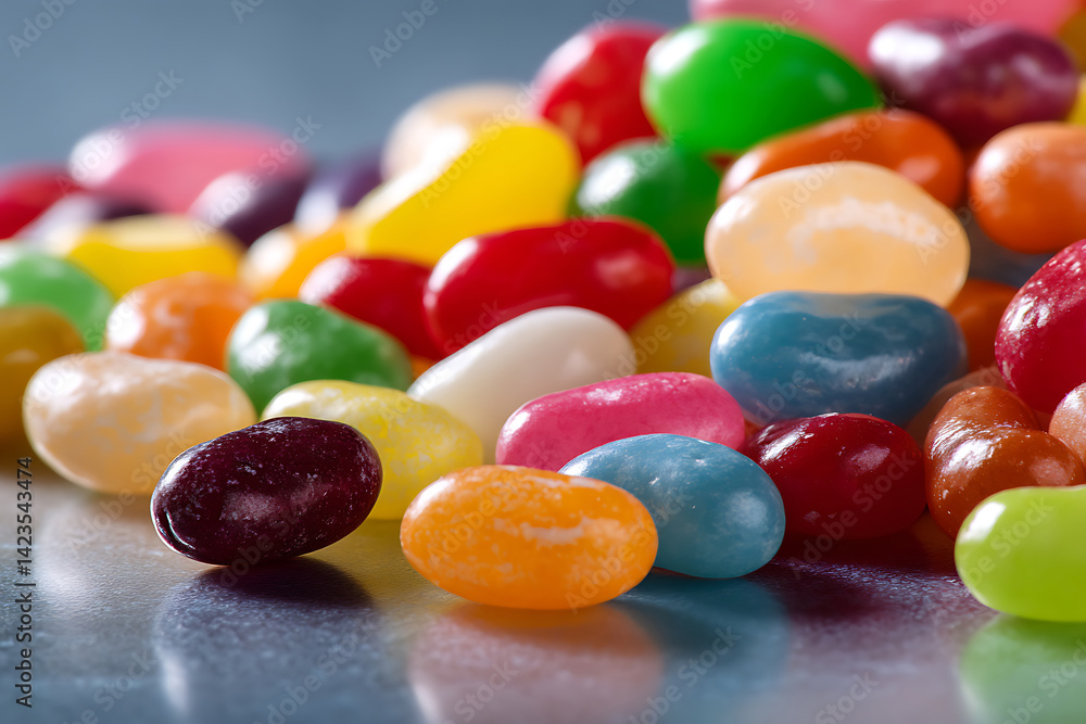 Colorful Jelly Beans Piled Together on a Gray Background Colorful Jelly Beans Piled Together on a Gray Background
