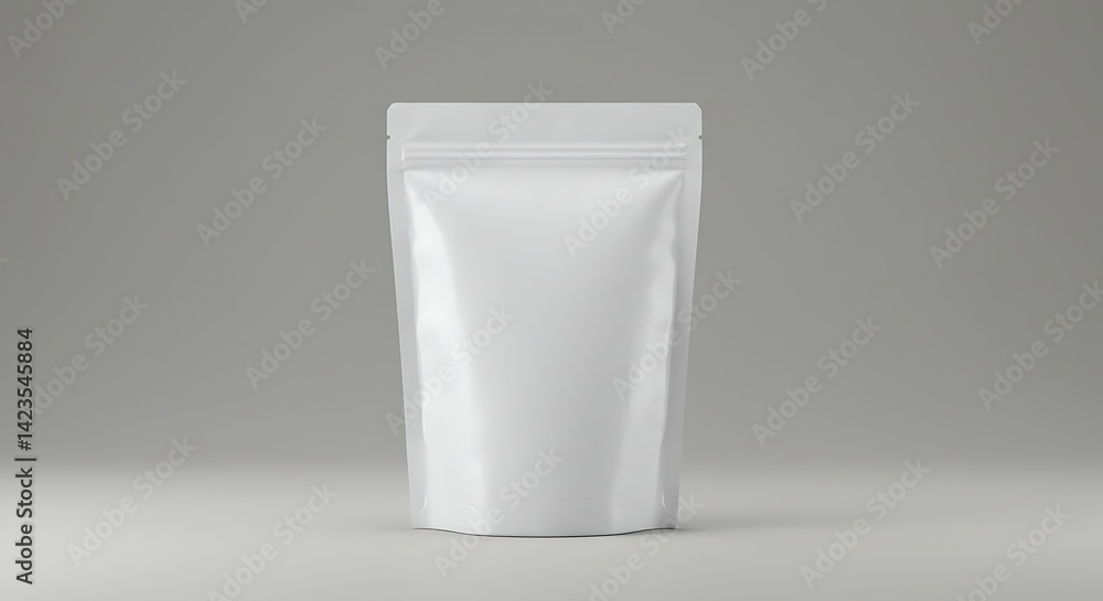 Blank White Pouch Mockup Standing Upright Product Packaging Display Blank White Pouch Mockup Standing Upright Product Packaging Display