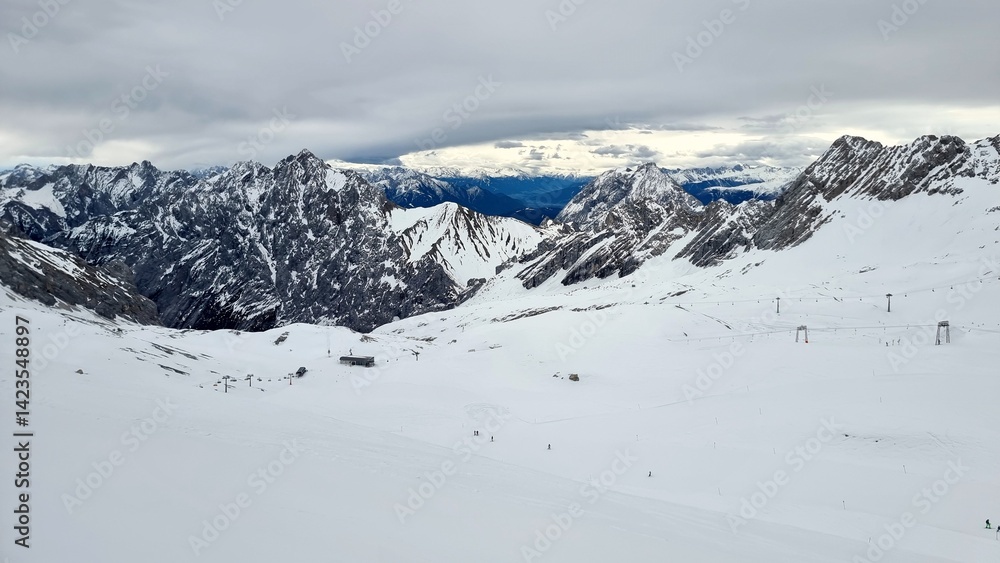 Glacier ski slope on the Zugspitze