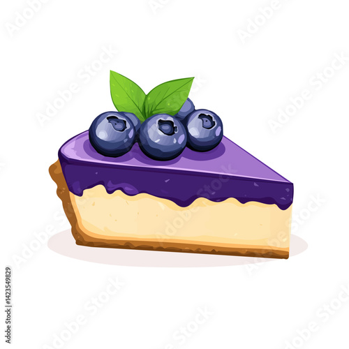 My Simple flat 2D illustration of a blueberry cheesecake set isolated on a transparent background, vector, flat design, animation design, simple flat 2D icon, EPS Format