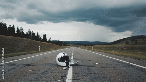 A motorcycle accident on a rural highway.