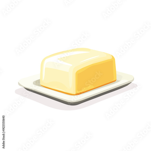 A Simple flat 2D icon, breakfast butter dish isolated on a transparent background, vector, flat design, animation design, simple flat 2D icon, minimalist design, clipart, illustration