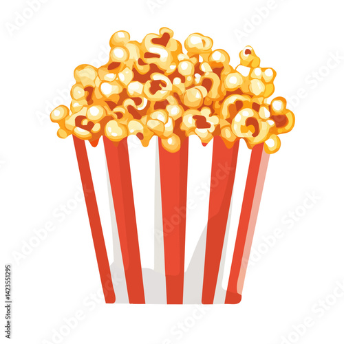 My Simple flat 2D illustration caramel popcorn isolated on a transparent background, vector, flat design, animation design, simple flat 2D icon, clipart